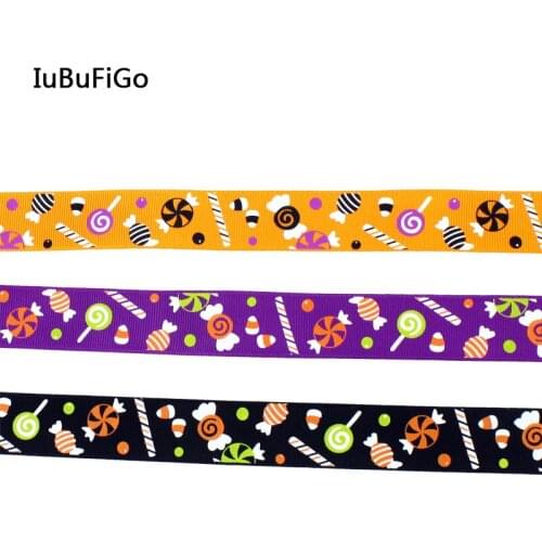 IuBuFiGo 50 Yard 1" 25mm Printed Grosgrain Ribbon Cute Lollipop DIY Headband Tape For Decorations