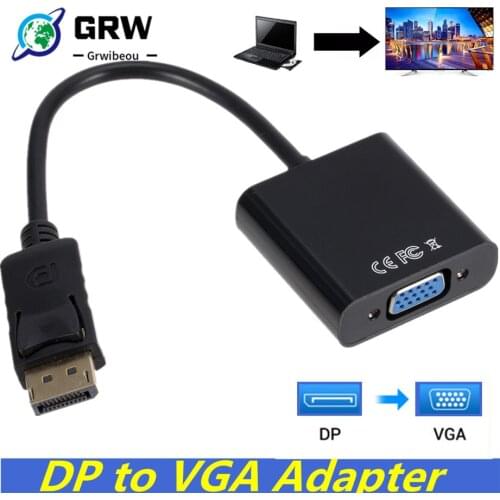 Grwibeou DisplayPort Display Port DP to VGA Adapter Cable Male to Female Converter for PC Computer Laptop HDTV Monitor Projector