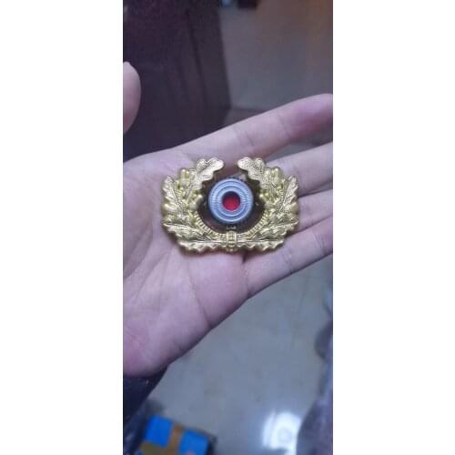 WW2 GERMAN VISOR CAP BADGE GOLD ARMY PANZER OFFICERS WREATH COCKADE Military Store
