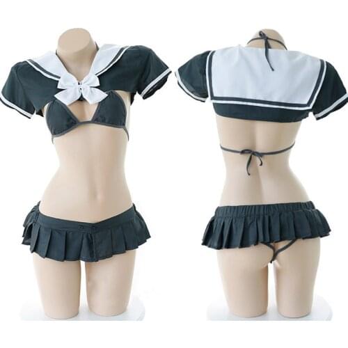 Anime Sexy Japan School Girls Cosplay Bikini Women 3 Pcs Lingerie Set Student Party Outfit Bra Panties Smock Set Shimapan Bikini