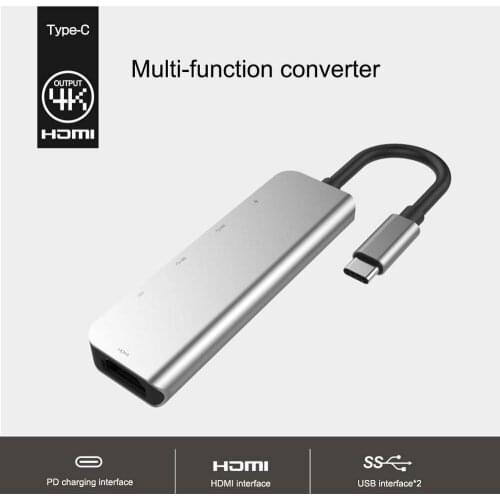 100pcs wholesale bundle package 5 in 1 Hub Type C USB 3.0 to USB-C 4K HDMI USB 3.0 Adapter Cable