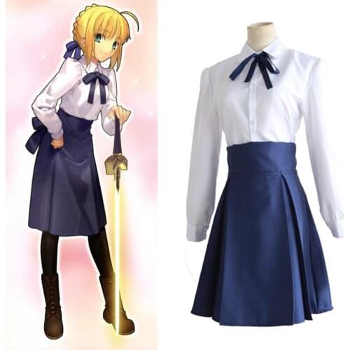 Fate/Stay Night Saber Arturia Pendragon Cosplay Costume Sailor Suit Casual Daily Clothing