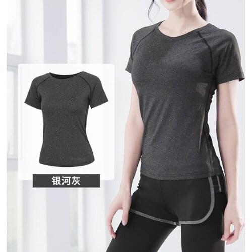 Yoga Crop Top Suit Womens Fitness Sportswear Quick Clothes Net Red Large Size Dance Running Summer Mujer Camisetas