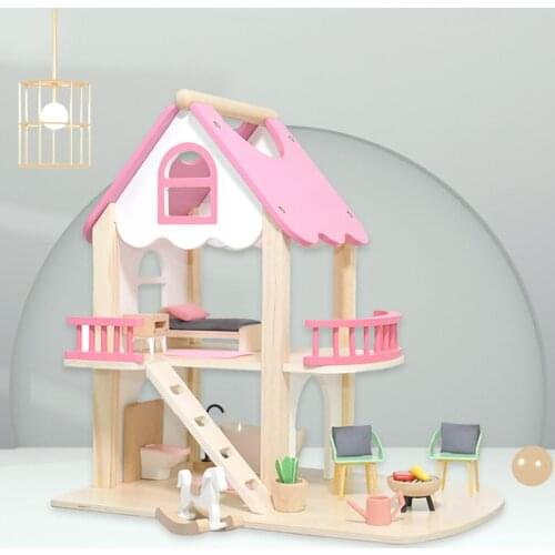 Dollhouses Princess Pink Castle Play House with Living Bathroom Accessories