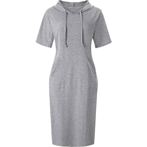 Summer Womens Dress 2021 New Ladies Short-Sleeved Hooded Dress Cotton Linen Comfortable Slim Casual Elegant Clothes Female