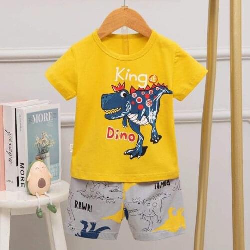 Summer Cartoon Kids Pajamas Sleepwear Childrens Clothing With Shorts Cotton Home Wear Dinosaur Pijama For Boys Leisure Wear