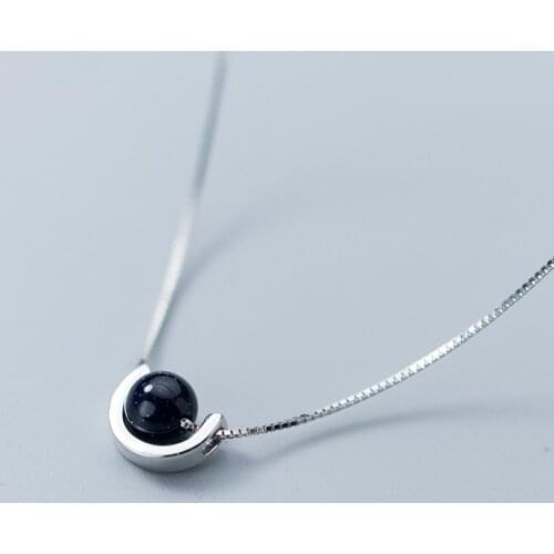 MloveAcc 925 Sterling Silver Horseshoe Lucky Stone Long Chain Pendant Necklace for Women Luxury Silver Jewelry