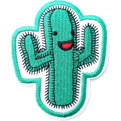 Cactus 7.0x8.6cm DIY Cloth Badge Patches Clothing Cartoon Patch Fabric Sewing Embroidered Applique Jacket Jeans Clothing Badges