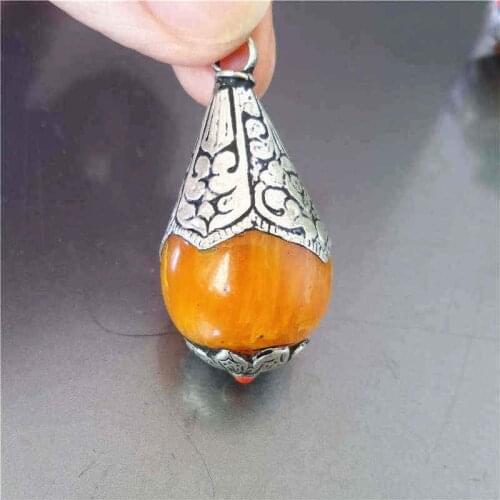 Nepal Hand Vintage Pendants Water Drop Copper Capped Resin Pendant TBP331
