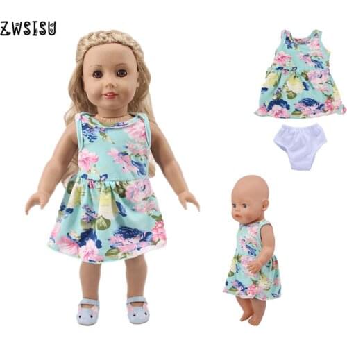 Doll Clothes Dress With Free Panties Head Accessories For 18 Inch American Doll&43 Cm Born Doll For Generation Baby Girl`s Toy