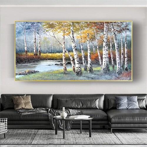 Forest Scenery Abstract Oil Painting On Canvas Painting Artwork Handpainted Landscape Night Decoration For Home Room Wall art