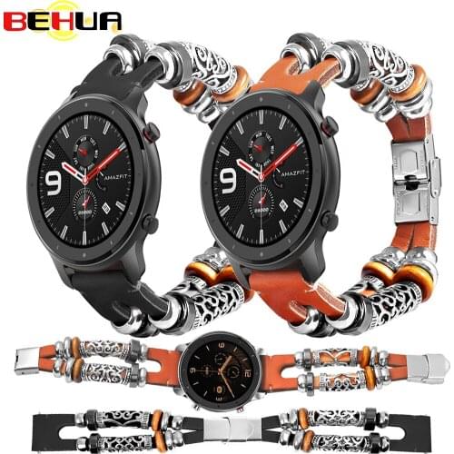 22mm For AMAZFIT Stratos 2S Pace Smart watch straps Genuine leather band bracelet for xiaomi huami amazfit GTR 47mm strap bands