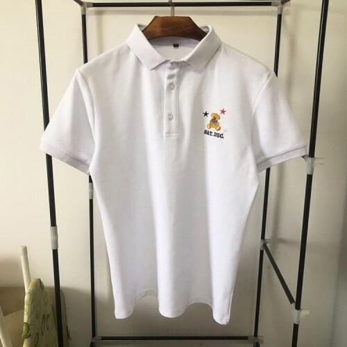 New Novelty 19 High woMen Embroidered BEAR Star Striped Fashion Polo Shirts Shirt Hip Hop Skateboard Cotton Polos Top Tee #AA13