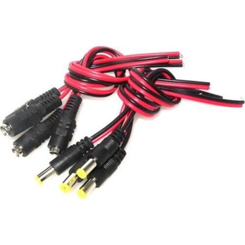 5pcs DC power male female cable 12V Plug DC Adapter cable Plug Connector for CCTV Camera DC plug 5.5*2.1mm 5.5x2.1