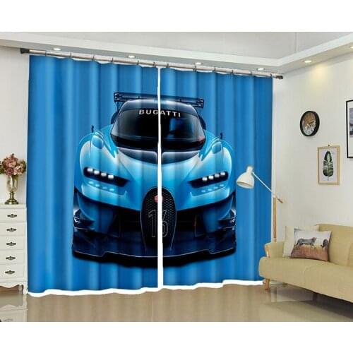 Blue car 3d Curtains For Living Room Window Treatments Modern Curtains For Beding Room living room High-precision Shade