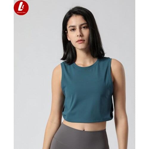 LULUBANANA Naked Feel Fitness Workout Tank Tops Women Loose Fit Buttery Soft Gym Training Yoga Crop Vest Without Padded