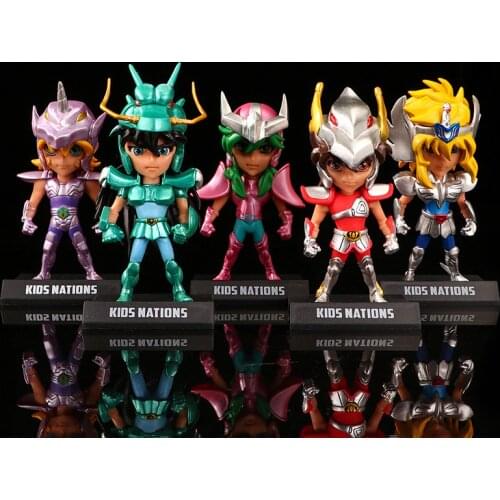 Tronzo 5PCS/Set Saint Seiya Cute Bronze Saint Dolls Pegasus Seiya Cygnus Hyoga Dragon Shiryu Jabu Action Figure Model Toys