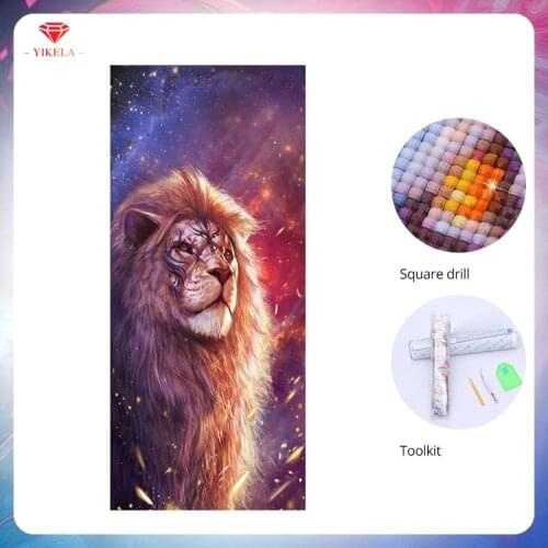 YIKELA 5D Full Square Accessory Rhinestone Animal Diamond Painting Lion Diamond Painting Diamond Embroidery DIY Holiday Gift Kit