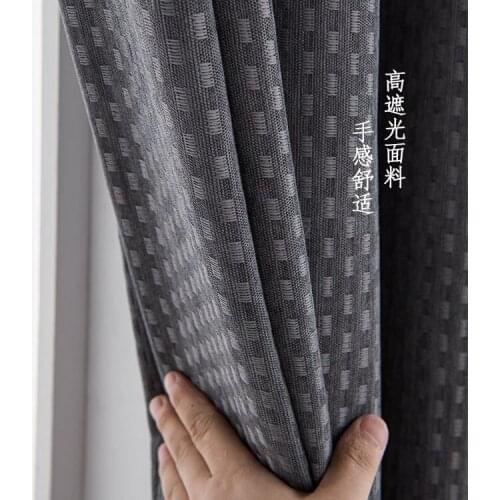 New European Style Jacquard High Shading Curtain Fabric Geometric Rhombus Forming Curtain Curtain for Living Dining Room Bedroom