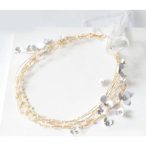 Bridal Flower Faux Pearl Headband Luxury Wedding Hair Accessories EA