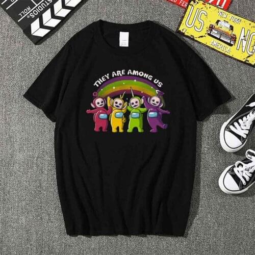They Are Among Us Funny Teletubbies Game Impostor Womens Harajuku Love Feminina Ladies Ulzzang Cotton T Shirts Femme Clothes