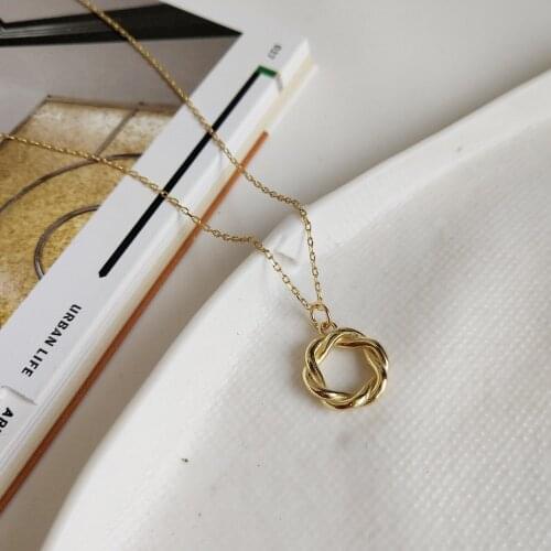 2020 Gold Goddess Wreath Weave Pendant Necklace Twine Elegant 925 Sterling Silver Necklace For Female Silver Jewelry
