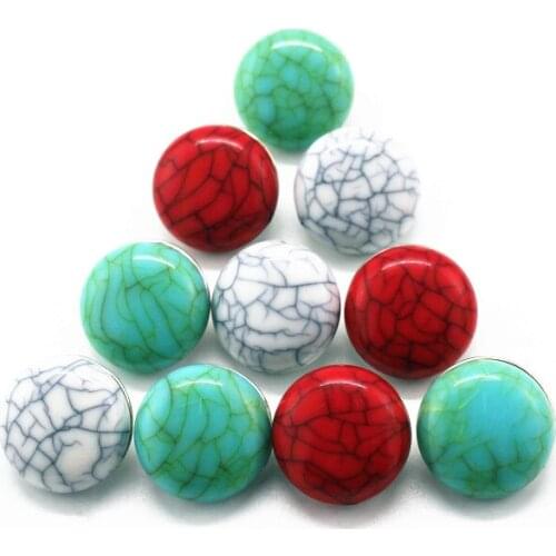 10pcs/lot Crack Stone Snap Buttons Resin Snap Button Charms Fit 18mm/20mm DIY Snap Bracelet & Bangles Jewelry