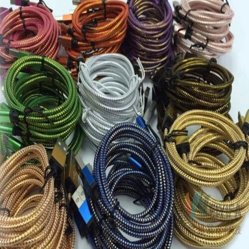 100pcs 3M 10FT Aluminum alloy Fabric nylon braided Micro USB charger Cable Cord For Samsung Galaxy s6 S7 edge s4 s3 for HTC