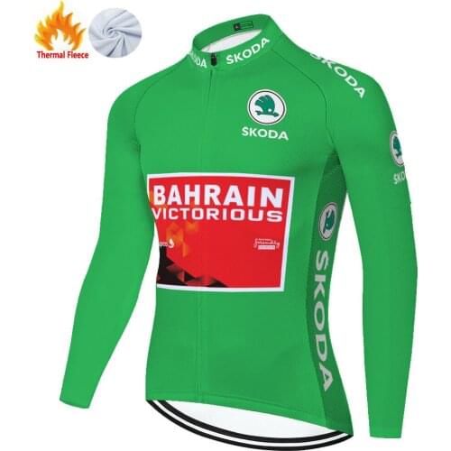 2021 pro team BAHRAIN Cycling Jersey winter Thermal Fleece Bicycle racing bike shirt long sleeve mallot ciclismo hombre