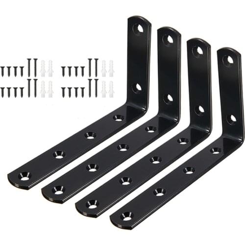 4Pcs Cast Iron Heavy Duty Support Angle Brackets Wall Mounted L Shaped Angle Shelf Brackets Holder Screw Fixing Home Hareware