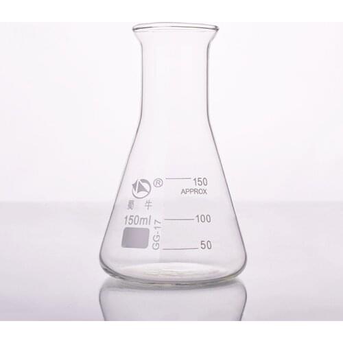 4pcs Conical flask,Wide spout with graduations,Capacity 150ml,Erlenmeyer flask with normal neck