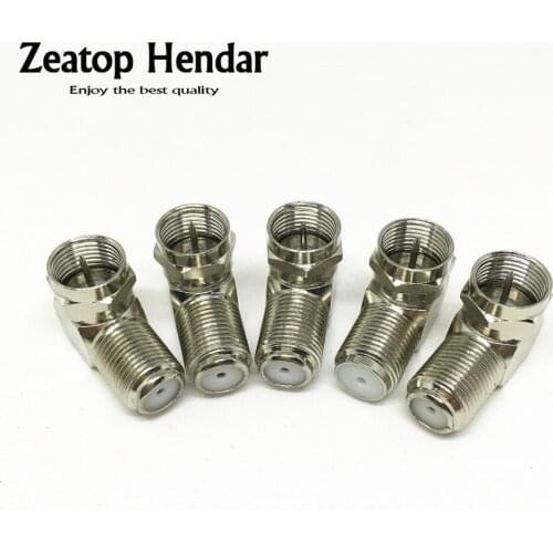 5Pcs Brass 90 Degree F-Type F Male to F Female Jack Right Angle Connector F M/F TV Coaxial Cable RG6 RG59 Adapter