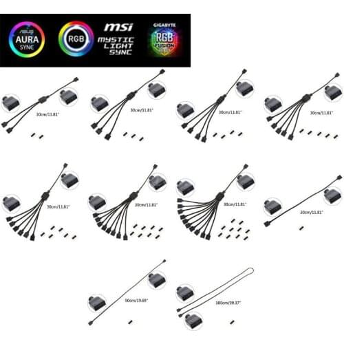 5V 3Pin Interface Transfer Extension Cable RGB Splitter for asus MSI Motherboard Aura Sync Hub