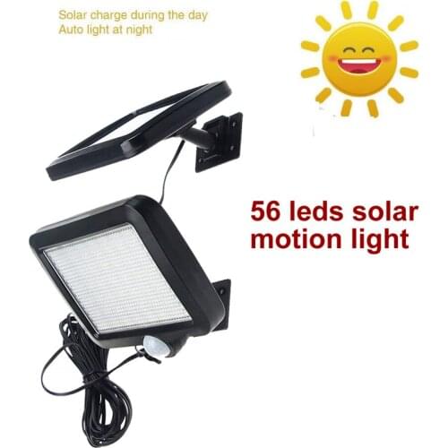 56 led 500lm solar light split mount pIR motion senser Garden street wall lamp for garage steps stair pation yard 5M cable split