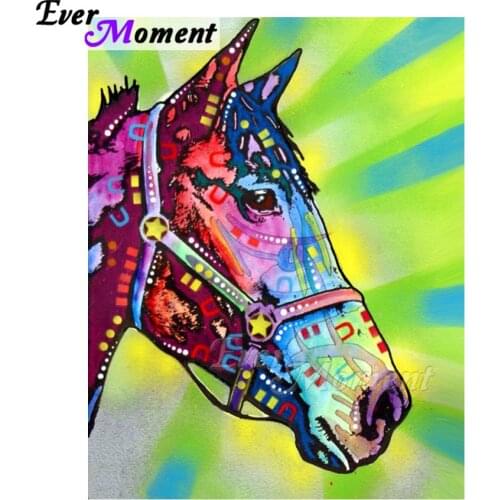 Ever Moment Diamond Painting Colorful Horse Light Needlework Artwork Hobby Picture Rhinestone 5D DIY Diamond Embroidery ASF1737