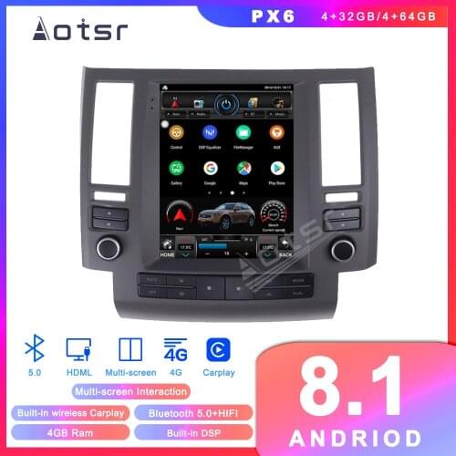 Android 10.0 Tesla Style GPS Navigation For Infiniti FX35 FX45 FX25 FX37 2003 2004 2005 2006 Auto Radio Stereo Multimedia Player