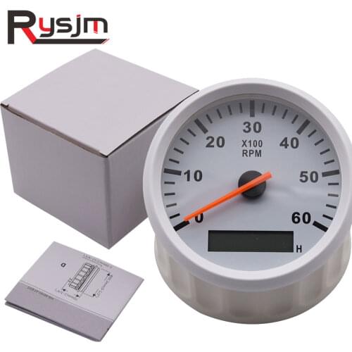 Car 85 mm Tachometer REV Counter for Outboard Motor Boat Auto Tach Electric Motor 6000 RPM meter with Hour meter Red Backlight