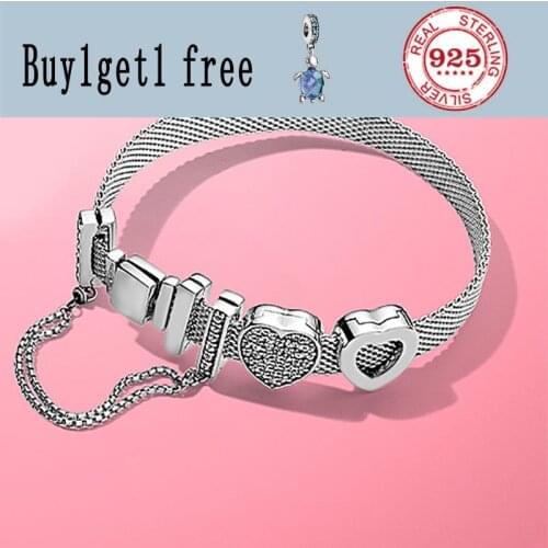 100% S925 Sterling Silver Hollow-out heart set watch band pandora bracelet elegant pandora high quality valentines day