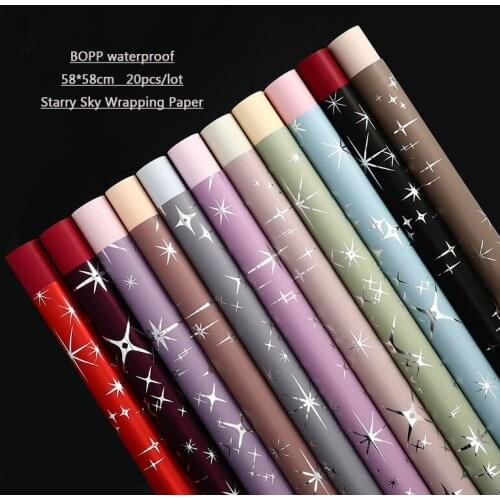 Bouquet Wrapping Paper Star Double Waterproof Ouya Paper Fresh Flowers Box Packaging Material Wedding Decoration 58*58cm 20pcs