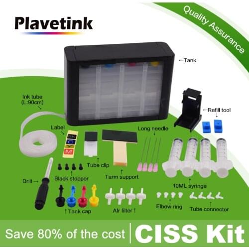 Plavetink 4 Colors For HP Deskjet For Canon Pixma Printer Continuous Ink Supply System CISS Bluk Ink Tank