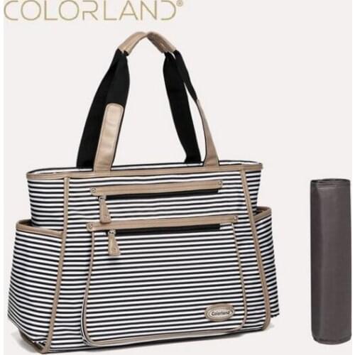 Colorland Black White Stripe Baby Diaper Bag Organizer Fashion Mummy Maternity Bag Travel Messenger Changing Nappy Bags Handbag