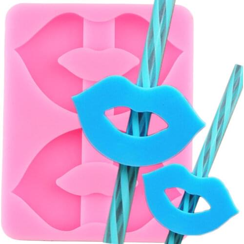 Disney Princess Sexy Lips Straw Topper Silicone Mold Keychain Epoxy Resin Molds Candy Chocolate Fondant Cake Decorating Tools