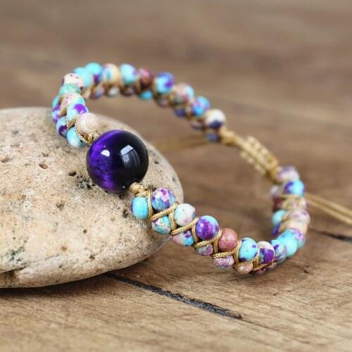Natural Stone Charm Warp Bracelet Beaded String Braided Bracelet Handmade DIY Yoga Double Layer Woven Bracelet Women Men Jewelry