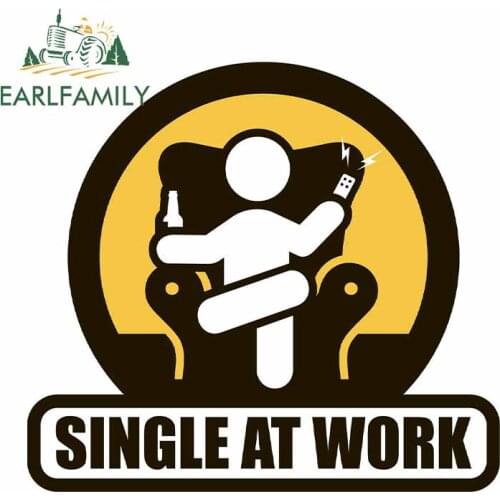 EARLFAMILY 13cm x 11.6cm for Single At Work Graphics Windshield VAN Car Stickers Laptop Waterproof Trunk Decal Car Assessoires