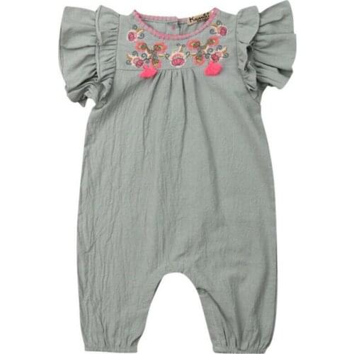 0-24M Newborn Kids Baby Girl Clothes Ruffle Short Sleeve Floral Romper Elegant Cotton Jumpsuit Cute Princess Summer Outfit