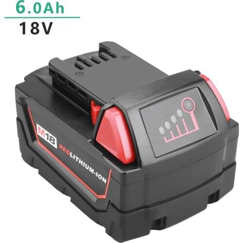 18V 6.0Ah M18 Lithium Battery + charger for Milwaukee M18 Power tool 48-11-1811 2729-21 2606-22CT C18B M18B C18B 2603-22