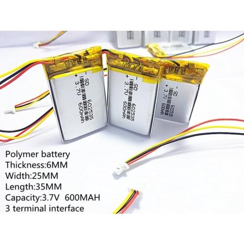 Supply lithium battery lithium polymer battery 602535 602535 +600 mah +3.7 V SD