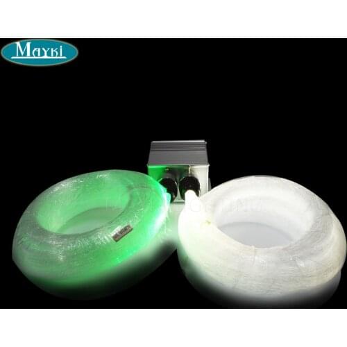 Maykit Dual Port 2*5w Cree Led Optical Fiber With 600pcs 5m Fiber Optic Cable For 18*14 Ft Twinkle Star Ceiling Room Decoration