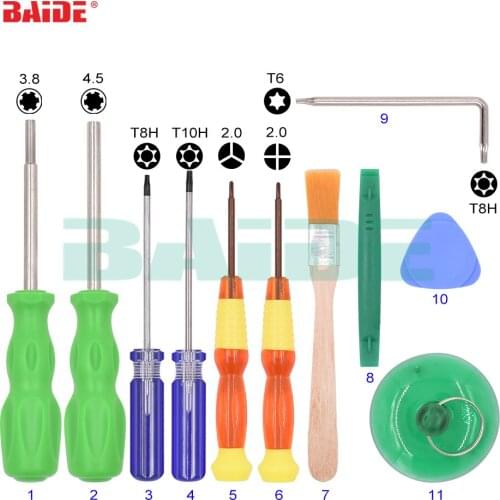 New 11 in 1 Tools Kit 3.8 4.5 mm Security Screwdrivers Game Bit Set for Nintendo Switch Game 64 Console X360 Repair 10set/lot