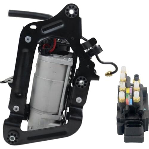 AP03 2 Pcs Air Suspension Compressor Pump+Solenoid Valve Block 37206884682 For BMW 740eX 740i 740iX 750i 750iX 2015-2018